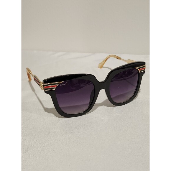 Gucci Sunglasses Striped Arms GG Hinges Glitter Ear Guards - Picture 1 of 16